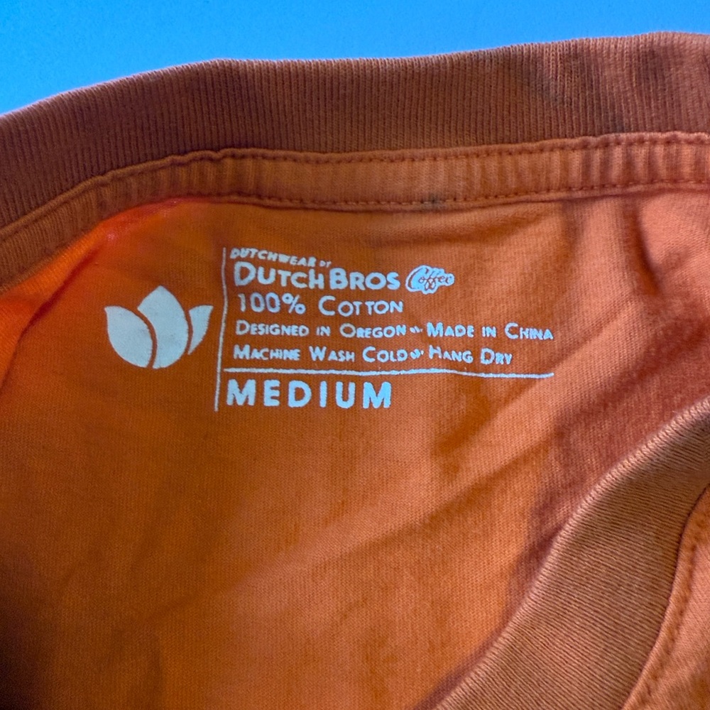 Dutch Bros Bright Orange Muscle Tee with‎ Yellow Print - Picture 2 of 6